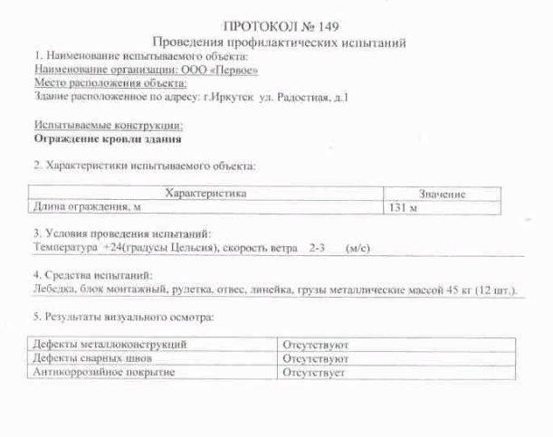 A tető kerítésének vizsgálati jelentése