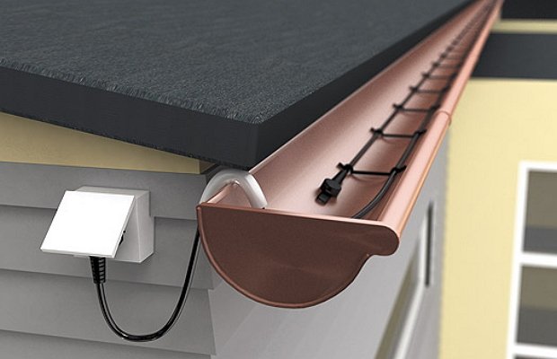 Foto af et kabel til opvarmning af tagrender