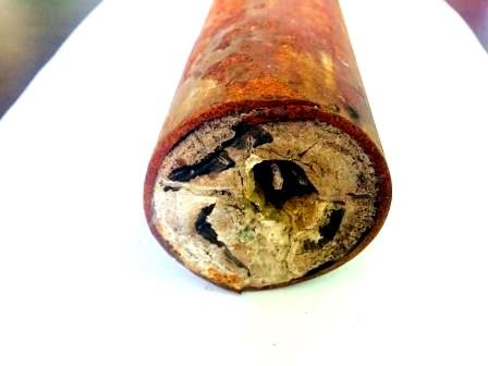 limescale in the boiler pipe