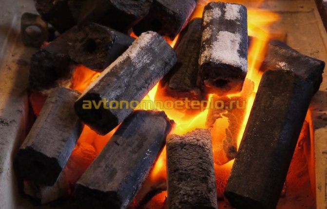proceso de combustión de briquetas de madera prensada