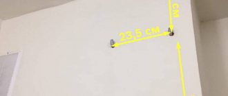 Märkning på väggen för installation av en varmvattenberedare