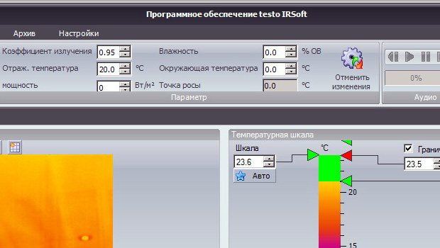 Dauwpunt in TESTO IRSoft-software