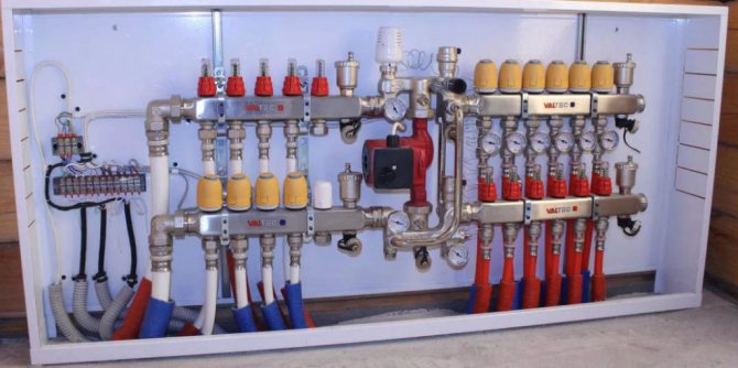 regeling van vloerverwarming met water met meerdere circuits met behulp van servoaandrijvingen