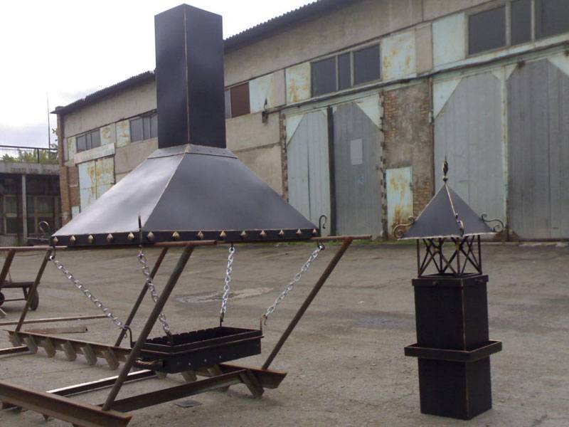 Avgasparaply över grillen